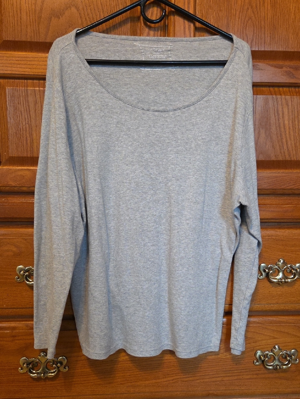 Lane Bryant Heather Gray Long Sleeve Scoop Neck Tee